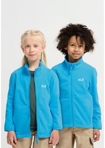 Fleecejacke Jack Wolfskin "TAUNUS 100 FZ K", Kinder, Gr. 116, empire blau, Fleece, Obermaterial: 100% Polyester. Futter: 100% Polyester, unifarben, Basic h&uuml;ftbedeckend, Rundhals, Jacken Fleecejacke, winddicht, atmungsaktiv, &Uuml;bergangsjacke