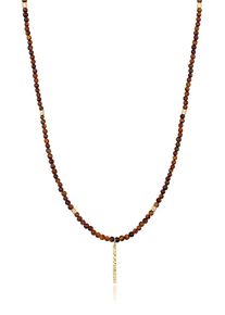 Lange Kette Kuzzoi "Halskette Tigerauge Perlen Bead Barren 925 Silber" Gr. 60, gold, Halsketten, Damen, ohne Stein, Silber 925 (Sterlingsilber), Lange Kette