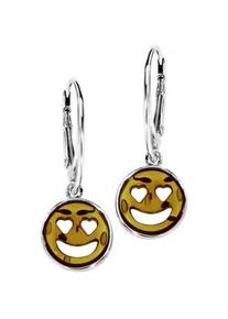 Paar Ohrh&auml;nger OSTSEE-SCHMUCK "OSTSEE-SCHMUCK Ohrh&auml;nger Smiley Ohrh&auml;nger Smiley", wei&szlig;, Ohrringe, Damen, 30x11mm, Silber 925 (Sterlingsilber)
