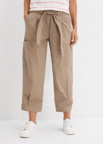 bonprix Verk&uuml;rzte Cargo-Hose, braun, Gr.52, Stylische Cargo-Hose mit Bindeg&uuml;rtel, aus 100% Baumwolle