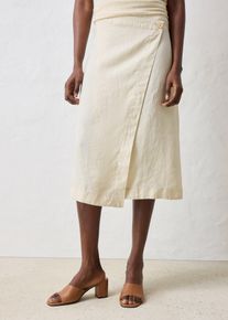 bonprix Wickelrock aus reinem Leinen, beige, Gr.50, eleganter Leinenrock mit dekorativen Kn&ouml;pfen, aus Leinen