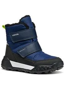 Winterstiefel Geox "J TREKKYUP BOY B ABX", Damen, Gr. 37, blau (navy, limette), Synthetik, Textil, Schuhe Winterstiefel, Klettstiefel mit Warmfutter, Gr&ouml;&szlig;enschablone zum Download