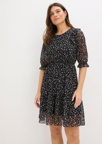 bonprix Jerseykleid aus feinem Mesh, schwarz, Gr.40/42 (M), Modernes Kleid mit transparenten &Auml;rmeln