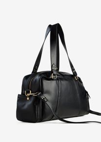 bonprix Handtasche mit mehreren Taschen, schwarz, Gr.20x35 cm, Modische Handtasche in Lederoptik, ein zeitloser Alltagsbegleiter., aus Vegan