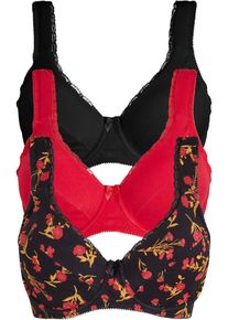 bonprix BH mit B&uuml;gel aus Bio-Baumwolle (3er Pack), schwarz, Gr.100E, B&uuml;gl-BH aus weicher Bio-Baumwolle und mit breiten, gepolsterten Tr&auml;gern im 3er Pack, 100% Baumwolle (organic)