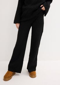 bonprix Strickhose mit Zopfmuster, schwarz, Gr.36/38 (S), Lockere, bequeme Strickhose mit Zopfmuster