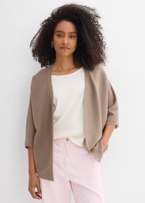 bonprix Oversize Ripp-Strickjacke aus Viskose-Mix, braun, Gr.36/38 (S), L&auml;ssige Ripp-Strickjacke mit 3/4-Arm, aus Viskose