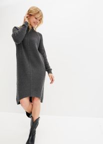 bonprix Strickkleid mit Vokuhila-Saum, grau, Gr.48/50 (XL), Midi Vokuhila Strickkleid mit bequemen Schnitt