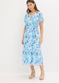 bonprix Midikleid aus softem Mesh, blau, Gr.48/50 (XL), floral bedrucktes Midikleid aus softem Mesh, gef&uuml;ttert.