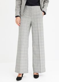 bonprix Glencheck Marlenehose mit Viskose, schwarz, Gr.52, Komfortable Hose im Glencheck Design