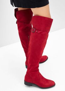 bonprix Overknee Stiefel, rot, Gr.39, Edel, stilvoll und bequem: die Overkneestiefel aus Velourslederimitat, aus Vegan