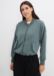 bonprix Oversize-Scuba-Blouson aus softem Viskose-Mix, gr&uuml;n, Gr.52/54 (XXL), Modische Sweatjacke im Loose-Fit Stil