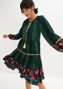 bonprix Tunika-Kleid aus flie&szlig;ender Viskose, gr&uuml;n, Gr.50, sommerliches Tunika-Kleid mit modischem Print., aus Viskose