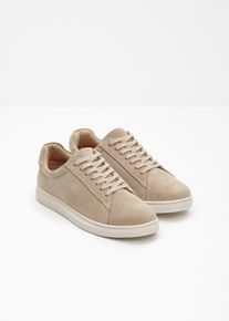 bonprix Sneaker aus Veloursleder, beige, Gr.43, Zeitloser Sneaker aus Veloursleder, aus Veloursleder