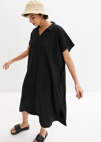 bonprix Leinenkleid, schwarz, Gr.40, weites Kaftan-Kleid mit Leinen, aus Leinen,Viskose