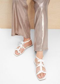 bonprix Riemchensandalen, wei&szlig;, Gr.36, Niedliche Sandale mit Schleifen, aus Vegan