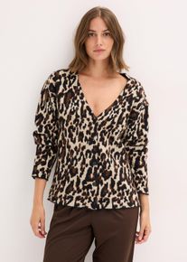 bonprix Jacquard-Strickjacke, braun, Gr.44/46 (L), modische Jacquard-Strickjacke mit Kn&ouml;pfen vorne