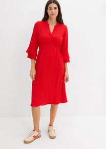 bonprix Kleid aus Viskose-Mix, rot, Gr.50, Luftiges Kleid mit ger&uuml;schten &Auml;rmeln, aus Viskose