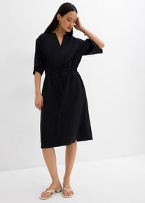 bonprix Kaftan-Kleid aus feiner Viskose, schwarz, Gr.36, Kleid mit dezenter Utility-&Auml;sthetik mit einem tiefen V-Ausschnitt, kurze &Auml;rmel und einem farblich passenden Kordelzug zur individuellen Passformregulierung in der Taille., aus Viskose