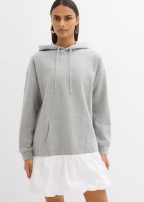 bonprix Sweatkleid mit Ballonsaum, grau, Gr.36/38 (S), Modisches Sweatkleid mit Kapuze und Ballonsaum, 85% Baumwolle (organic)