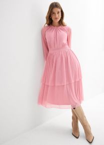 bonprix Jerseykleid aus feinem Mesh, rosa, Gr.44/46 (L), Modernes Kleid mit Stufenrock