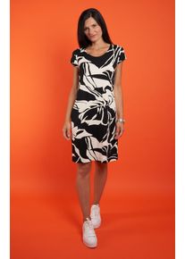 Druckkleid Seidel Moden, Damen, Gr. 52, N-Gr, beige, Jersey, Obermaterial: 96% Viskose, 4% Elasthan, bedruckt, gebl&uuml;mt, k&ouml;rpernah kniefrei, Rundhals, Kleider Druckkleid, mit floralem Muster, MADE IN GERMANY