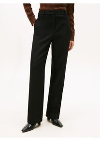 Anzughose Tommy Hilfiger "PUNTO RELAXED STRAIGHT PANT", Damen, Gr. 46, N-Gr, schwarz, Web, Obermaterial: 68% Polyester, 28% Viskose, 4% Elasthan, unifarben, relaxed fit lang, Hosen Anzughose