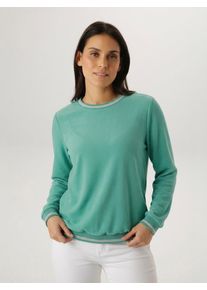 Shirtbluse Aniston SELECTED, Damen, Gr. 36, gr&uuml;n, Web, Obermaterial: 97% Polyester, 3% Elasthan, unifarben, unifarben mit Farbeins&auml;tzen, figurumspielend h&uuml;ftbedeckend, Rundhals, B&uuml;ndchen, Blusen Shirtbluse, mit sportiven B&uuml;ndchen - NEUE KOLLEKTION