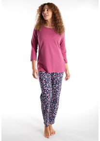 G&ouml;tzburg Pyjama G&Ouml;TZBURG, Damen, Gr. 52, rot, mittel, allover, Single Jersey, Obermaterial: 100% Baumwolle, bequem lang, Rundhals, gerader Abschluss, Homewear-Sets Pyjama, 3/4 Arm, Rundhalsausschnitt, mit Motiv, Baumwolle