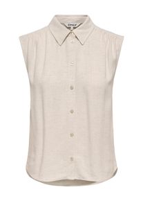 Blusentop Only CARMAKOMA "CARSIESTA S/L LINEN BL SHIRT PNT NOOS", Damen, Gr. 52, moonbeam, Web, Obermaterial: 80% Viskose, 20% Leinen, unifarben, regular fit normal, Blusen Blusentop, Viskosemischung, regular fit, mit Leinen