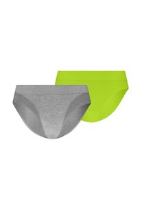 Slip Puma "Puma WOMEN 3D KNIT SPORT BRIEFS 2P", Herren, Gr. XL, grau melange, lime, Microfaser, Obermaterial: 59% Polyamid, 29% Polyester, 12% Elasthan, k&ouml;rpernah, Unterhosen Slip, nahtlose R&auml;nder f&uuml;r eine unsichtbare Passform