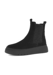 Chelseaboots Gabor, Damen, Gr. 42, schwarz, Elastischer Einsatz, Veloursleder, unifarben, Basic, Schuhe Chelseaboots, Plateau, Stiefelette mit Stretcheinsatz an der Au&szlig;enseite
