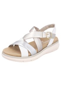 Riemchensandale Remonte "Elisabeth Hurley-Collection", Damen, Gr. 41, gold (goldfarben, wei&szlig;, silberfarben), Leder, Schuhe Riemchensandale, Keilabsatz, Sommerschuh, Sandalette mit Kreuzbandage