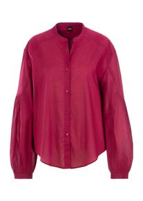 Klassische Bluse BOSS Orange "Berday Premium Damenmode", Damen, Gr. 34, rot (open rot 648), Web, Obermaterial: 100% Baumwolle, unifarben, regular fit h&uuml;ftbedeckend, Serafino, weit, Blusen Klassische Bluse, mit Ballon&auml;rmeln