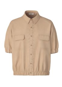 JOOP! Kurzarmbluse JOOP JEANS "Biddy", Damen, Gr. S, schwarz beige, Web, Obermaterial: 100% Baumwolle, normal, elastischer Bund, Blusen Kurzarmbluse, mit elastischen B&uuml;ndchen