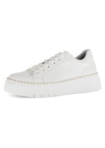 Plateausneaker Gabor, Damen, Gr. 37, gold (wei&szlig;, goldfarben), Nappaleder, kontrastfarbene Details, Schuhe Plateausneaker, Freizeitschuh, Halbschuh, Schn&uuml;rschuh mit Kontrast-Rahmennaht