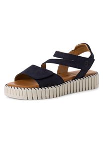 Sandalette Tamaris, Damen, Gr. 40, blau (navy), Nubukleder, Schuhe Sandalette, Riemchensandale, Sommerschuh mit geriffelter Plateausohle