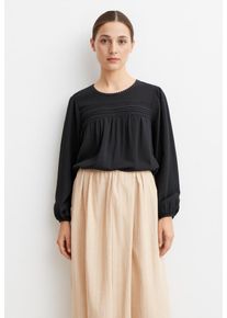 V&eacute;ro Moda Langarmbluse VERO MODA "VMDEBBIE LS PLEAT TOP WVN GA NOOS", Damen, Gr. L, schwarz, Web, Obermaterial: 100% Viskose, unifarben, normal, Rundhals, Blusen Langarmbluse