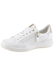 Sneaker Ara "ROMA", Damen, Gr. 3 (35,5), wei&szlig; (wei&szlig;, platinfarben), Glattleder, kontrastfarbene Details, metallic, Schuhe Sneaker, Freizeitschuh, Komfortschuh in Bequemweite H (= sehr weit)