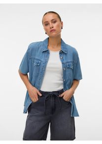 V&eacute;ro Moda Jeansbluse VERO MODA "VMSIGGA SS CLR DENIM SHIRT", Damen, Gr. L, light blau denim, Denim/Jeans, Obermaterial: 90% Baumwolle, 10% Viskose, unifarben, regular fit normal, Blusen Jeansbluse, Baumwollmischung, regular fit