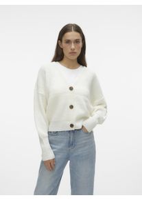 V&eacute;ro Moda Strickjacke VERO MODA "VMLEA LS V-NECK CUFF CARDIGAN NOOS", Damen, Gr. L, wei&szlig; (cloud dancer), Strick, Obermaterial: 100% Polyacryl, unifarben, regular fit normal, V-Ausschnitt, Rippb&uuml;ndchen, Strickjacken Strickjacke, Rippstrick