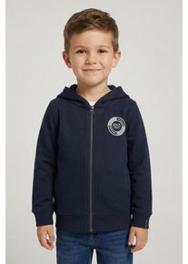 Sweatjacke Tom Tailor, Jungen, Gr. 104/110, blau (navy), Obermaterial: 100% Baumwolle, unifarben, weit, Rippb&uuml;ndchen, Sweatjacken Sweatjacke, mit Kapuze