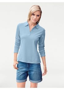 Poloshirt Heine "Poloshirt", Damen, Gr. 36, blau (bleu), 95% Baumwolle, 5% Elasthan, unifarben, Shirts Poloshirt