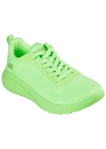 Sneaker Skechers "BOBS SQUAD CHAOS-COOL RYTHMS", Damen, Gr. 41, gr&uuml;n (neongr&uuml;n lime), Textil, unifarben, Schuhe Sneaker, Knitwear-Sneaker, Schn&uuml;rschuh in veganer Verarbeitung