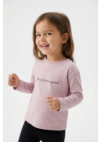 Langarmshirt name it "NMFREARAJA NREG LS TOP", M&auml;dchen, Gr. 98, keepsake lila, Jersey, Obermaterial: 95% Baumwolle, 5% Elasthan, bedruckt, Rundhals, Shirts Langarmshirt
