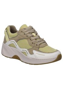 Keilsneaker Josef Seibel "Lissi 13", Damen, Gr. 40, braun (wei&szlig;, gelb, hellbraun), Leder, Textil, kontrastfarbene Details, Schuhe Keilsneaker, Sportschuh, Freizeitschuh, Schn&uuml;rschuh mit Plateau und Keilabsatz
