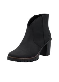 Ankleboots Rieker, Damen, Gr. 37, schwarz, Nubuklederimitat, unifarben, Schuhe Ankleboots, Stiefelette, Plateauboots, Blockabsatz, in eleganter Optik