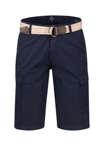 Bermudas Lerros "Cargo-Bermuda mit G&uuml;rtel", Herren, Gr. 34, blau (classic navy), 100% Baumwolle, Hosen Bermudas, Bequem geschnittene Bermuda f&uuml;r den Sommer, Einfarbig, 100% Baumwolle