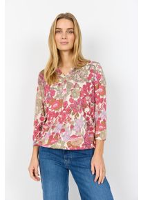 Shirtbluse soyaconcept "SC-FELICITY AOP 536", Damen, Gr. L, rapture rose combi, Web, Obermaterial: 50% Baumwolle, 50% Viskose, gemustert, normal, V-Ausschnitt, Blusen Shirtbluse