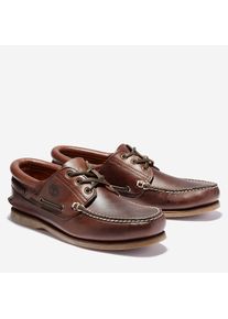 Bootsschuh Timberland "CLASSIC BOAT 3 EYE PADDED COLLAR", Herren, Gr. 47,5, braun, Leder, Schuhe Bootsschuh, Classic Bootsschuh aus Timberland Premium Leder